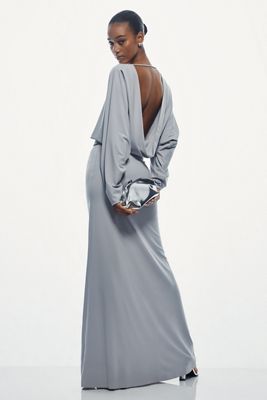 MISHA Zephyr Long-Sleeve Mock-Neck Jersey Maxi Dress