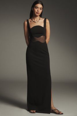 MISHA Damita Sleeveless Sheer Panel Crepe Maxi Dress