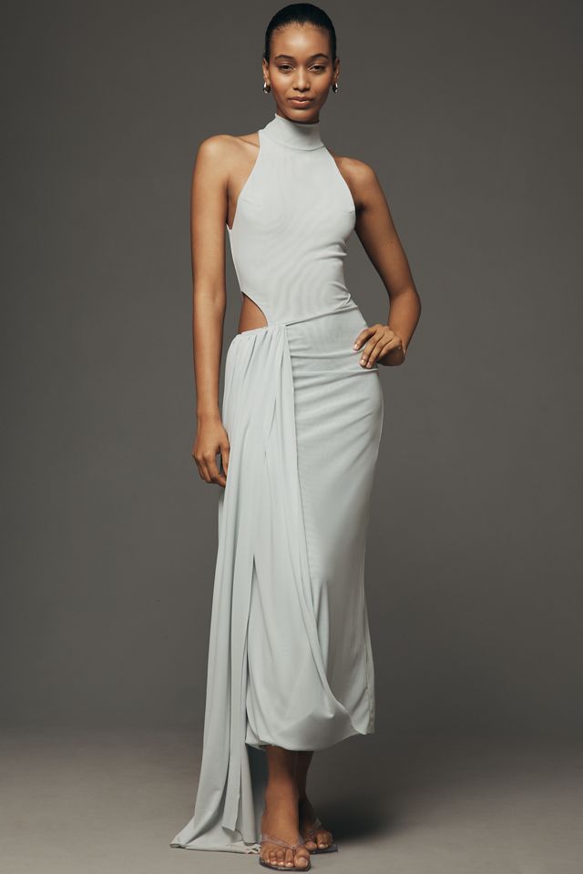 MISHA Sipario Draped Mock-Neck Cutout Dress #2