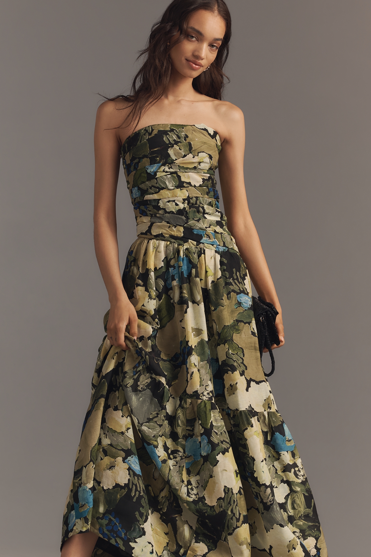 Shona Joy Weyes Strapless Linen Blend Midi Dress