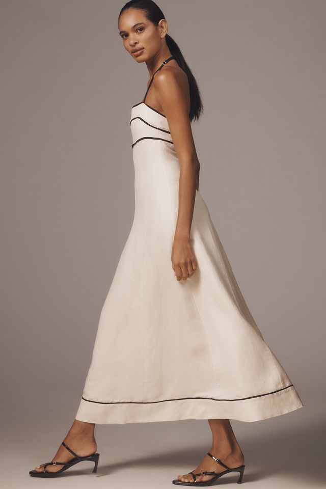 Shona Joy Billie Linen Blend Halter A-Line Midi Dress #1