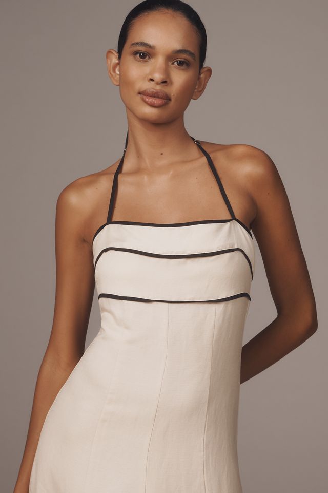 Shona Joy Billie Linen Blend Halter A-Line Midi Dress #2