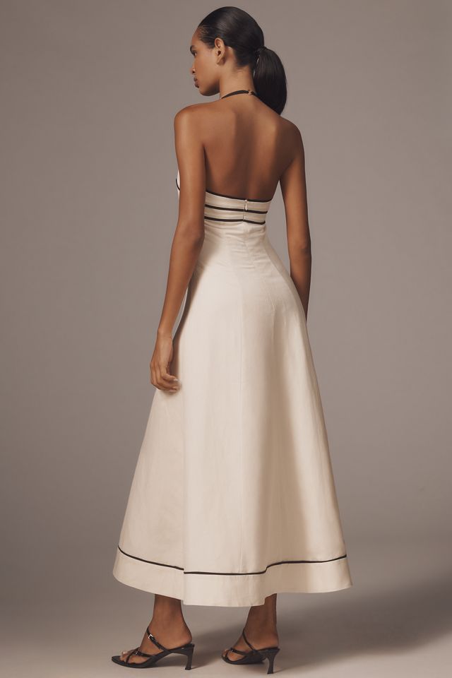 Shona Joy Billie Linen Blend Halter A-Line Midi Dress #3