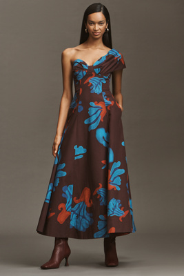 De Loreta Naranjo Off-shoulder Maxi Dress In Multi