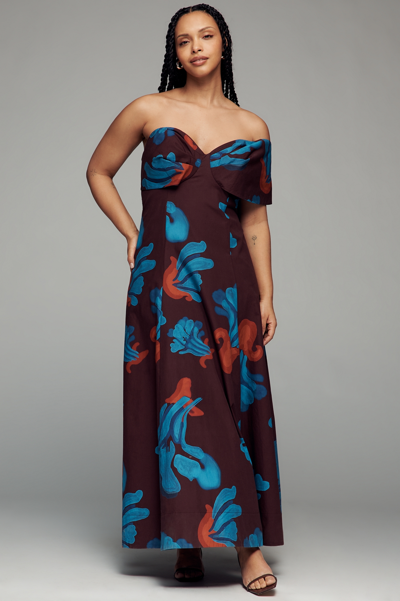 De Loreta Naranjo Off-Shoulder Maxi Dress