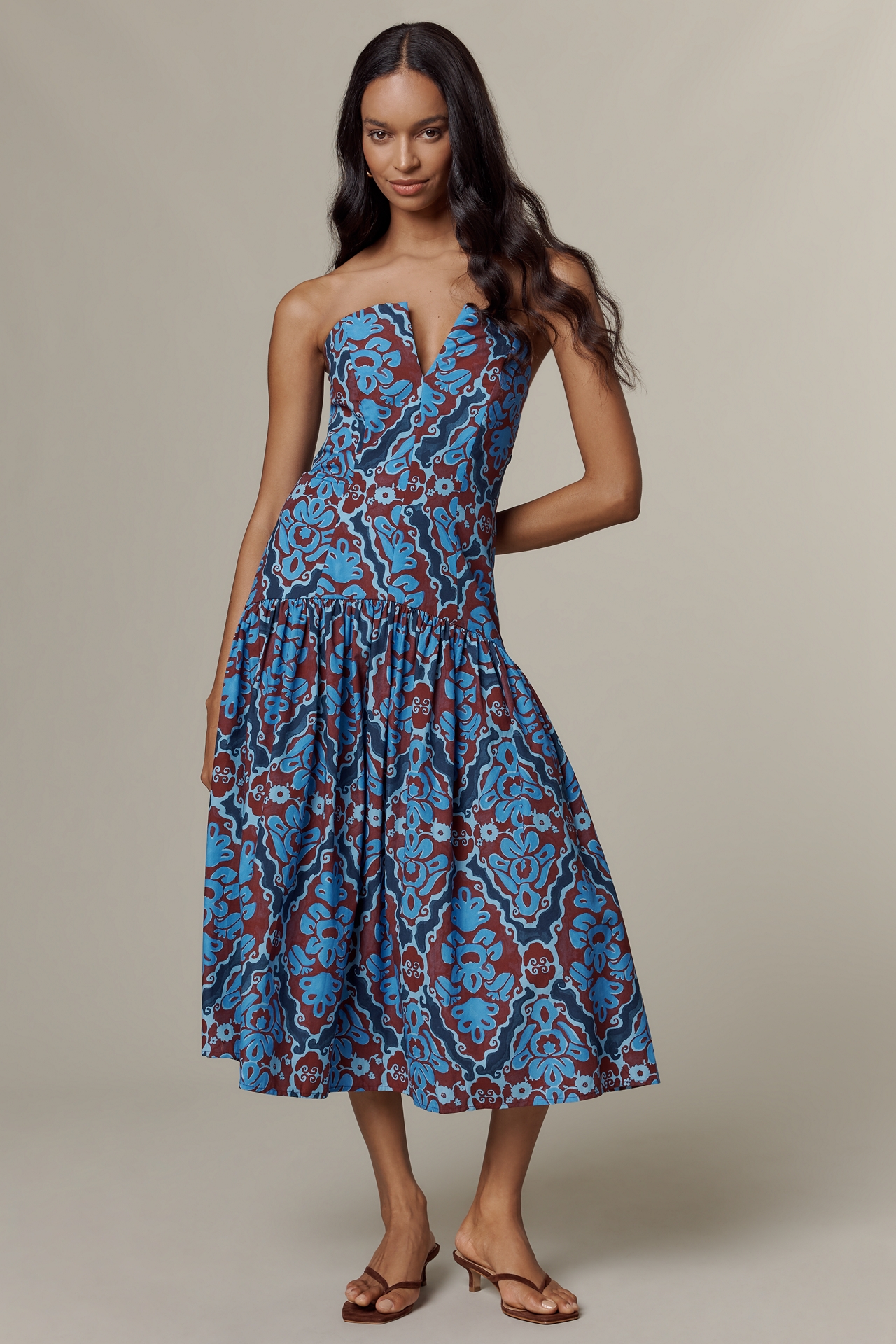 De Loreta Ariel Strapless Midi Dress