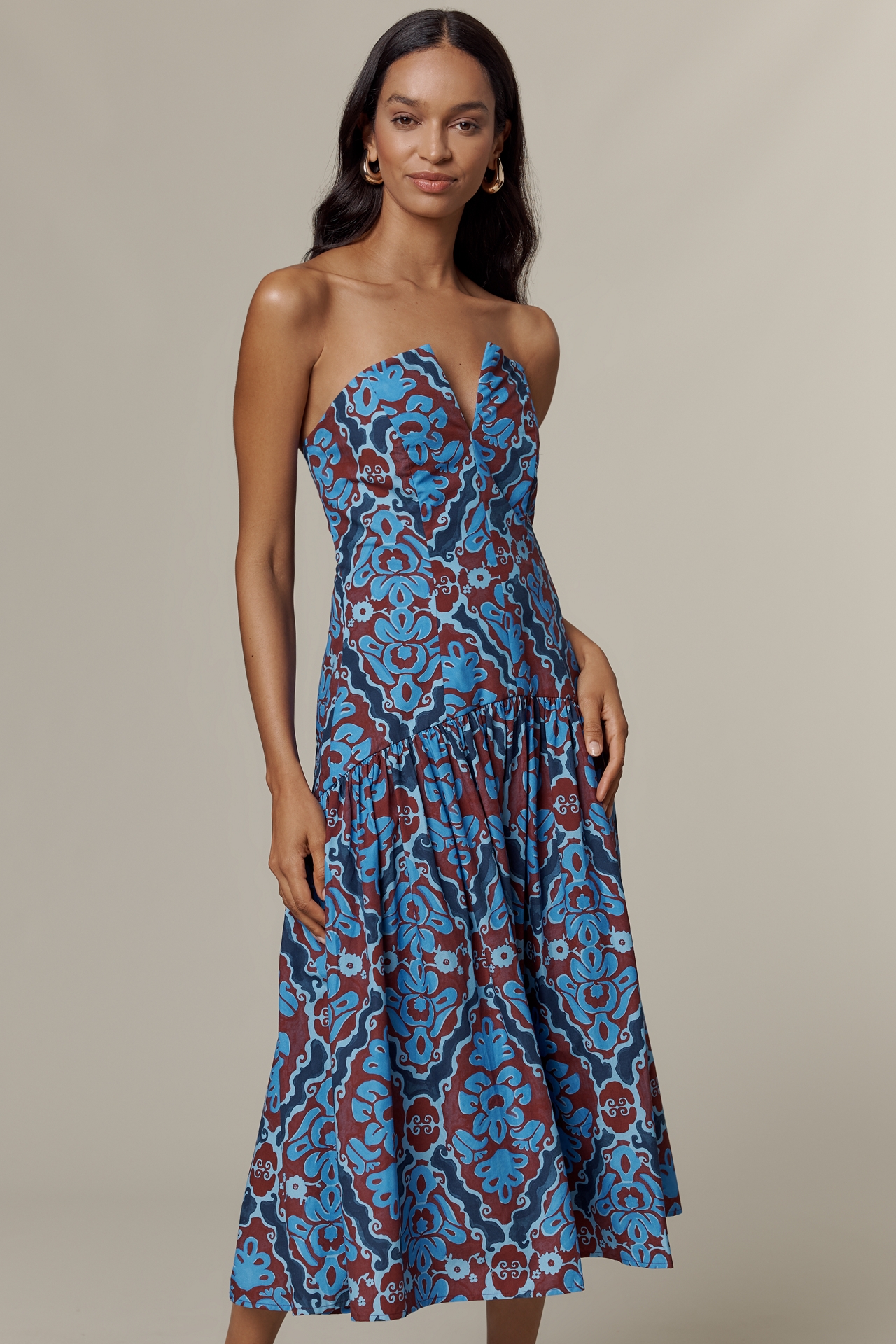 De Loreta Ariel Strapless Midi Dress