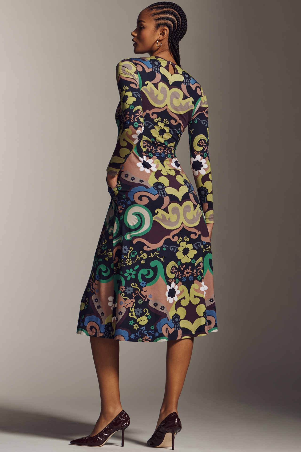 De Loreta Kiara Long-Sleeve Printed Dress