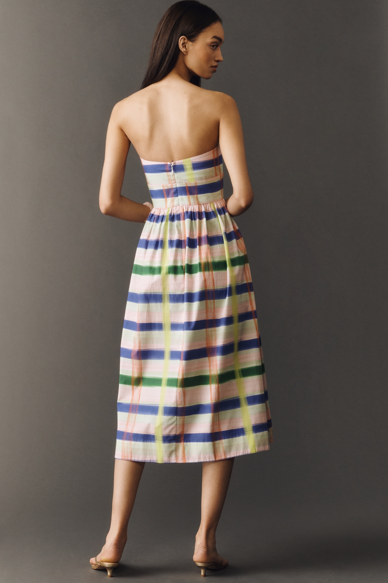 De Loreta Petite Cotton Dalila Strapless Midi Dress