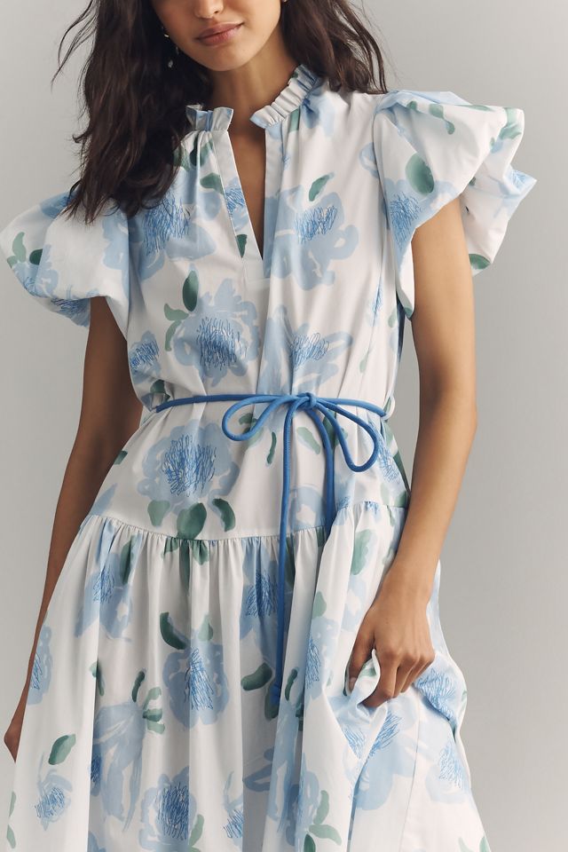 De Loreta Gabo Cotton Puff-Sleeve Midi Dress #1