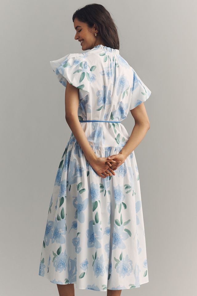 De Loreta Gabo Cotton Puff-Sleeve Midi Dress #2
