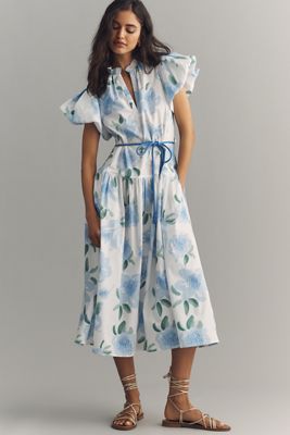 By Anthropologie Short-Sleeve Embroidery Appliqu Maxi Dress | Anthropologie