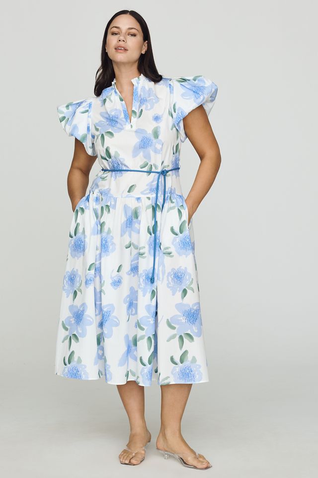 De Loreta Gabo Cotton Puff-Sleeve Midi Dress #3