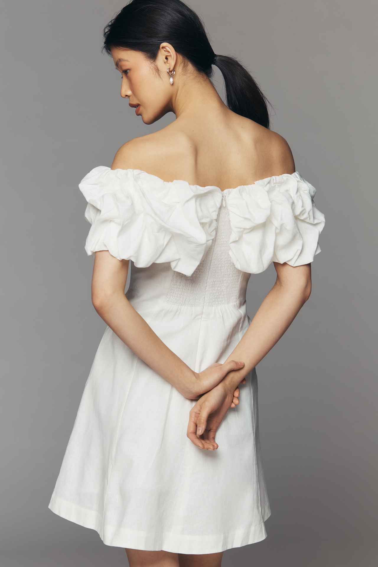 De Loreta Cumaral Cotton Off-Shoulder Mini Dress