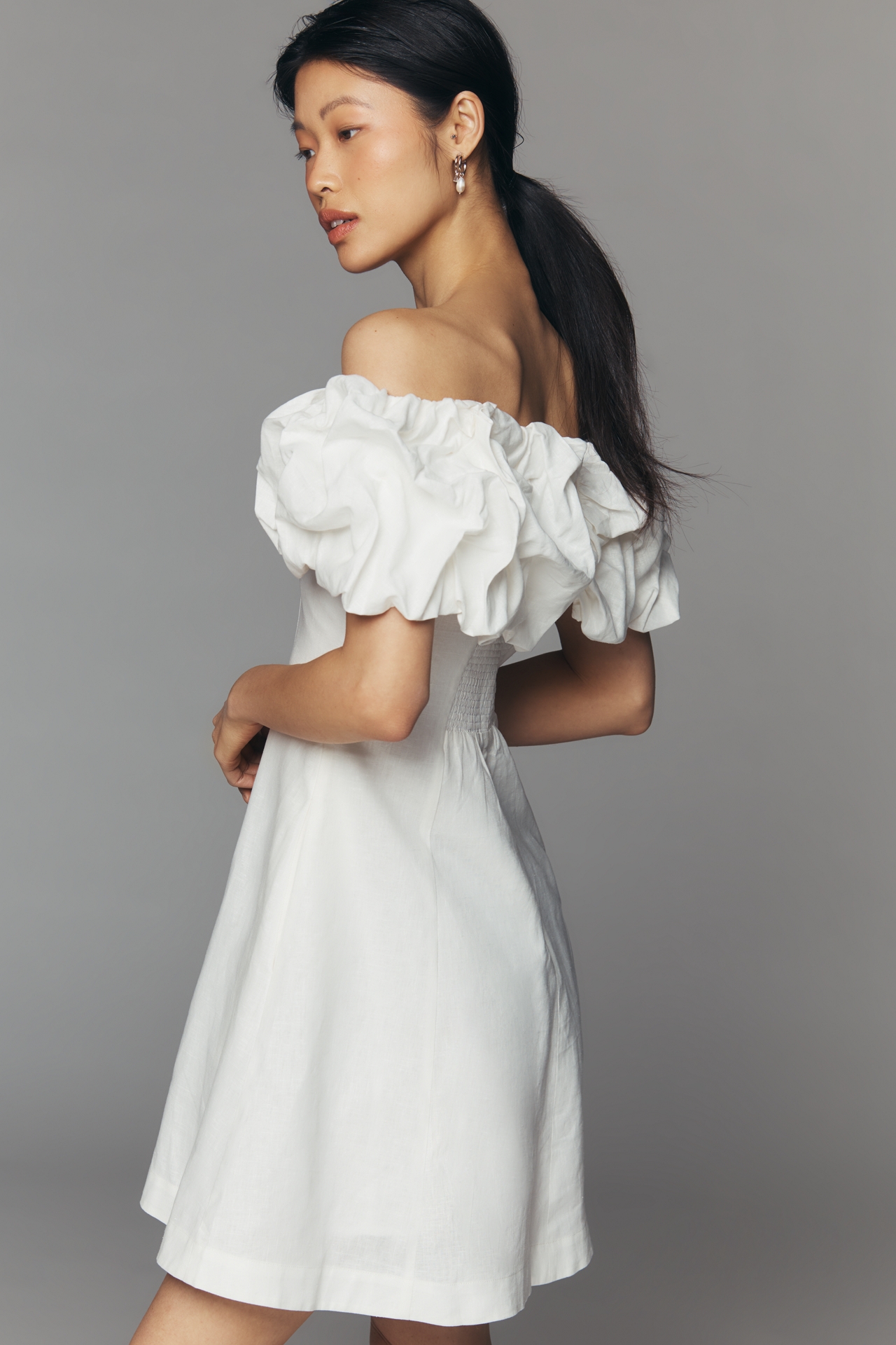 De Loreta Cumaral Cotton Off-Shoulder Mini Dress