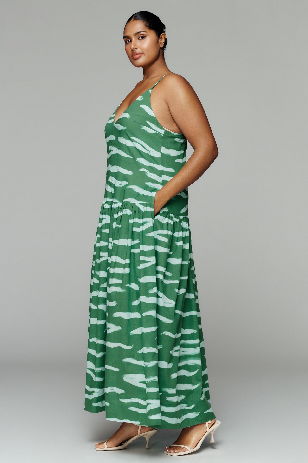 De Loreta Paca Cotton Drop-Waist Midi Dress