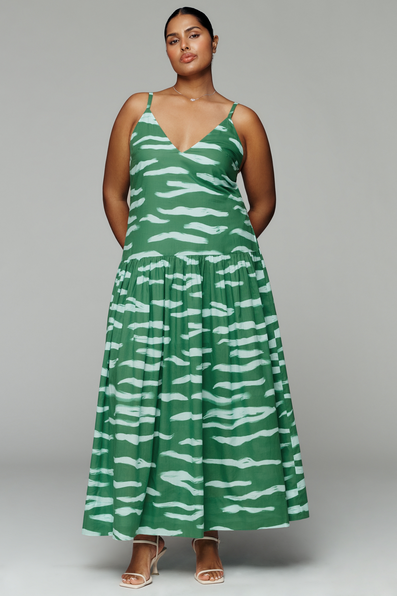 De Loreta Paca Cotton Drop-Waist Midi Dress