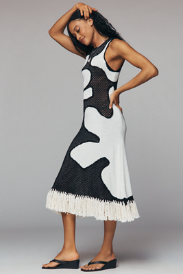 De Loreta Petite Gardenia Cotton Midi Dress In Black