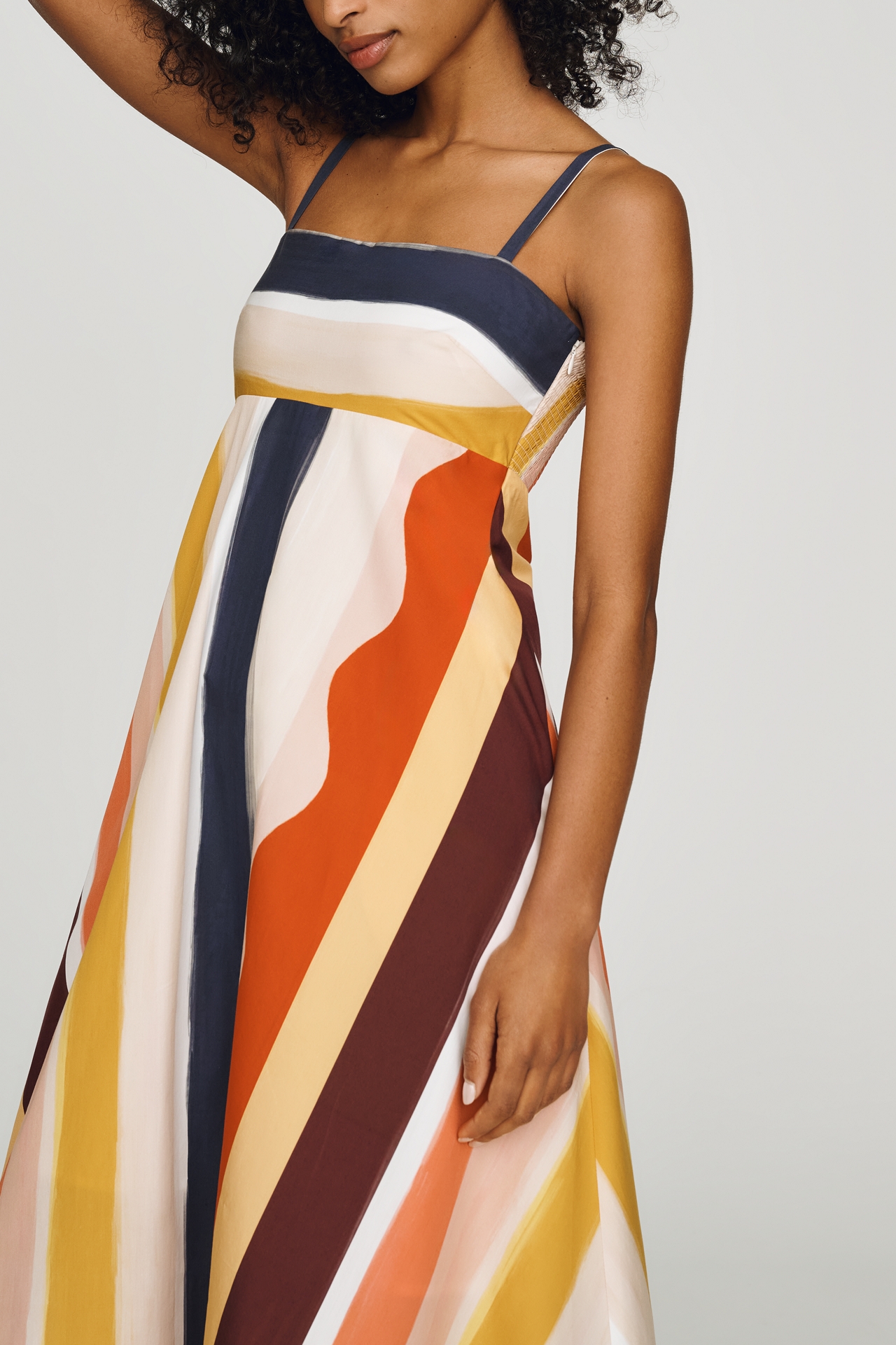 De Loreta Petite Stripe Cotton Midi Dress