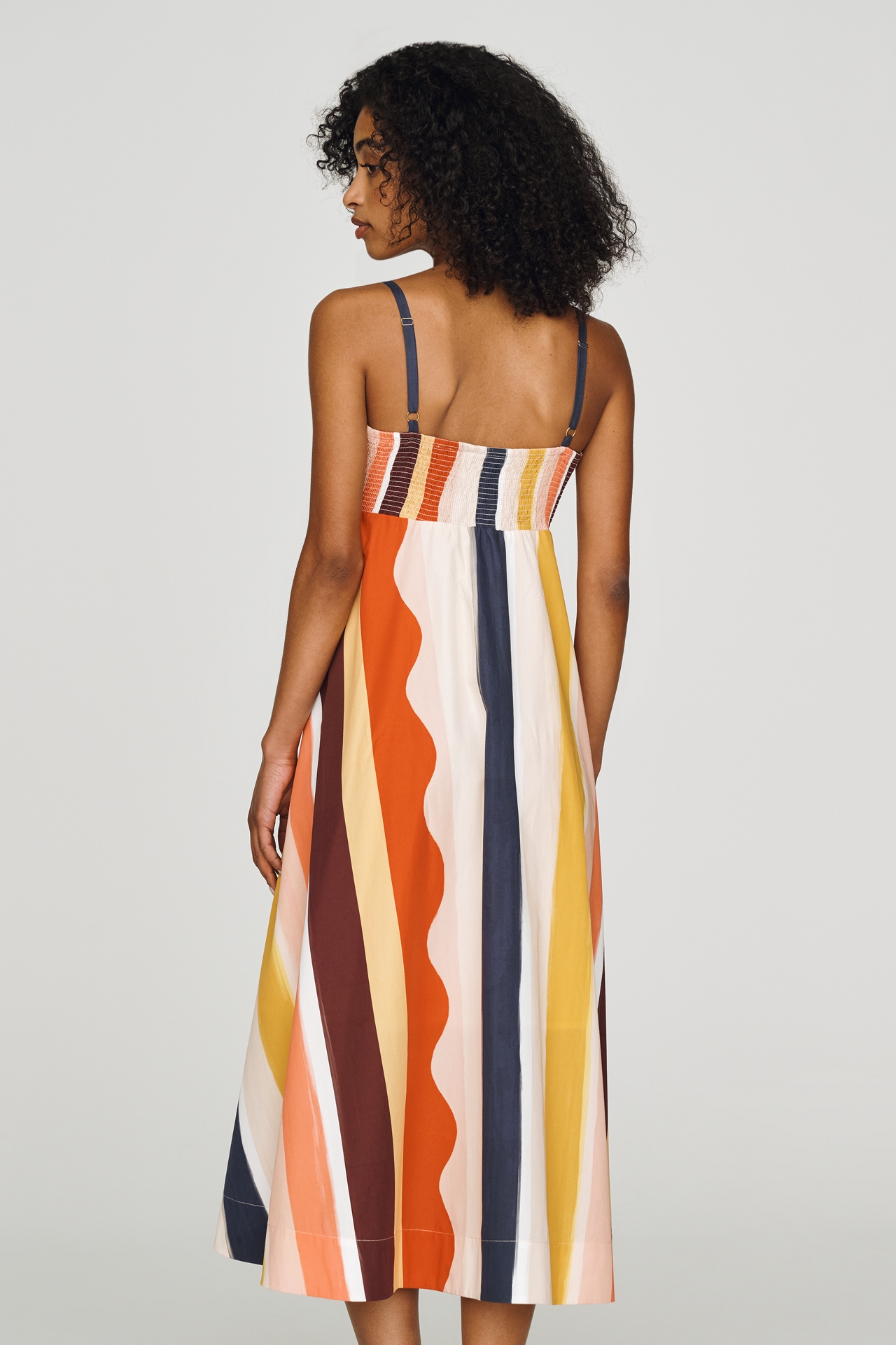De Loreta Petite Stripe Cotton Midi Dress