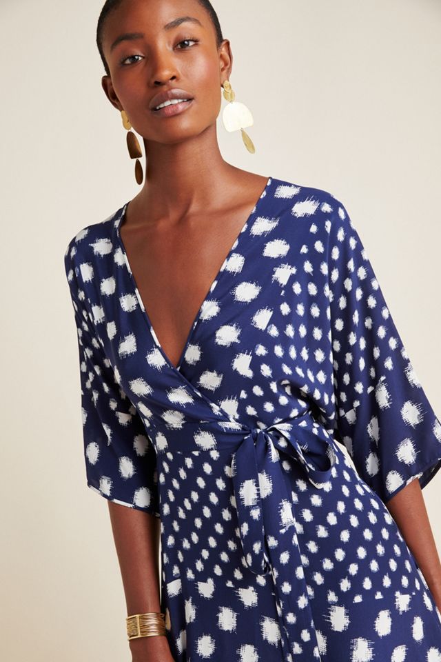 knee length dresses for ladies Black Polka Dot Wrap Dress With Tie Front – AX Paris main image 0