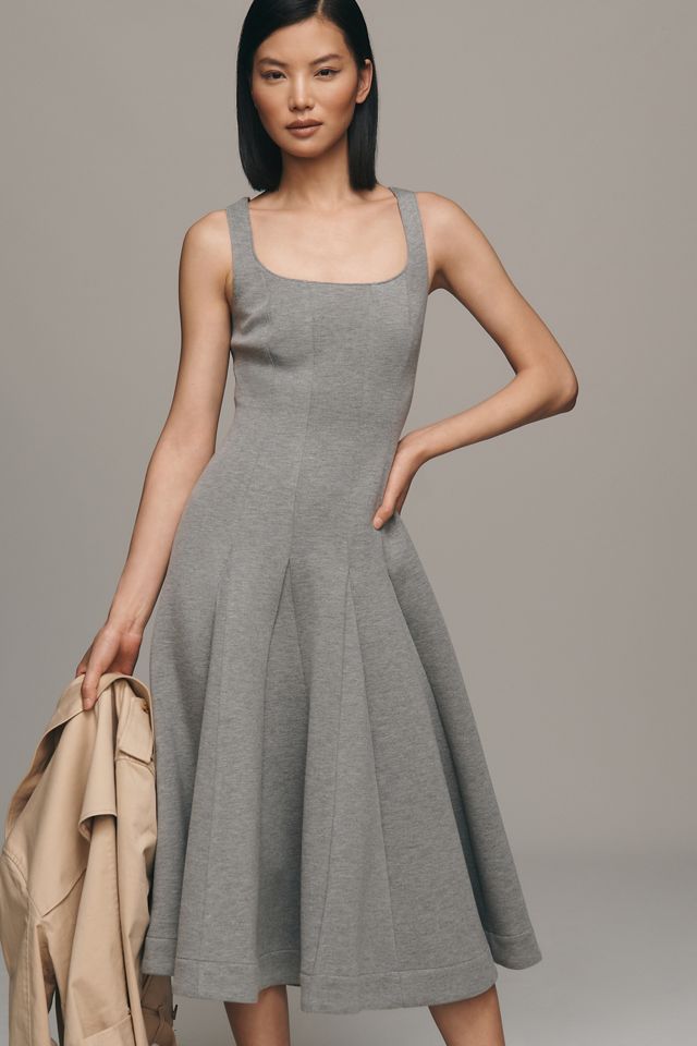 Du Paradis Sleeveless Neoprene A-Line Midi Dress | Anthropologie