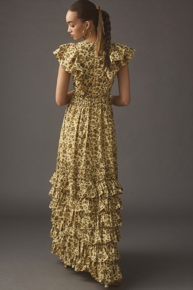 mac duggal gold tiered dress Mac Duggal Dress 11636 main image 1