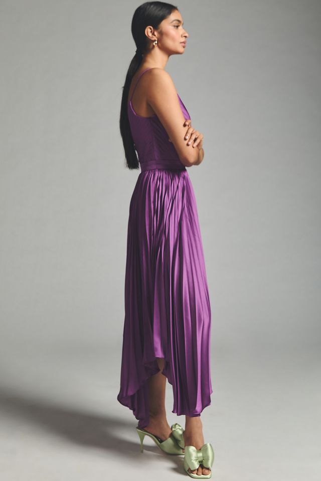 open lace back dress Mac Duggal Pleated Chiffon Sleeveless V-Neck Gown - Powder Blue