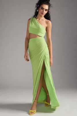 Anthropologie ★ Mac Duggal Organza Pleated Tiered Gown Mac Duggal Organza One-Shoulder Pleated Tiered Gown