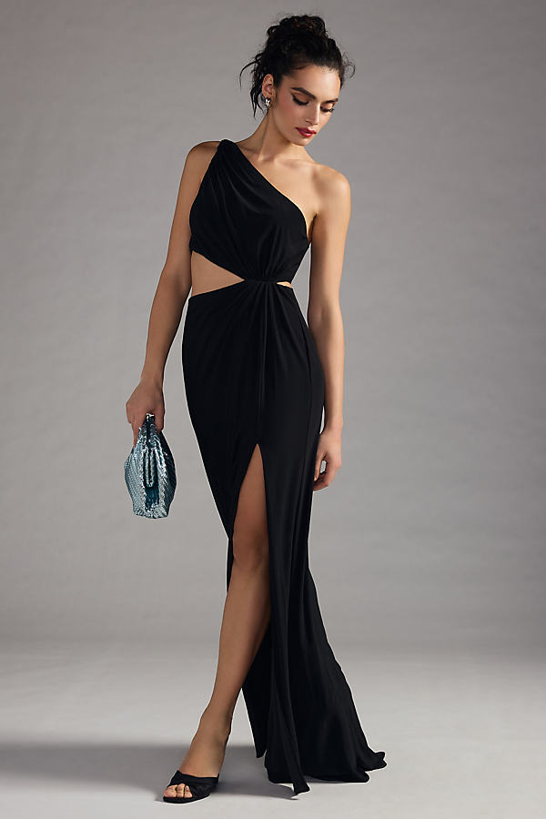 Mac Duggal One-shoulder Cutout Dress In Black