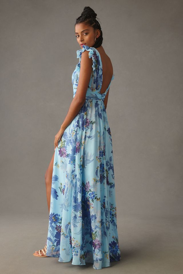 Mac Duggal Flutter-Sleeve Chiffon Gown | Anthropologie