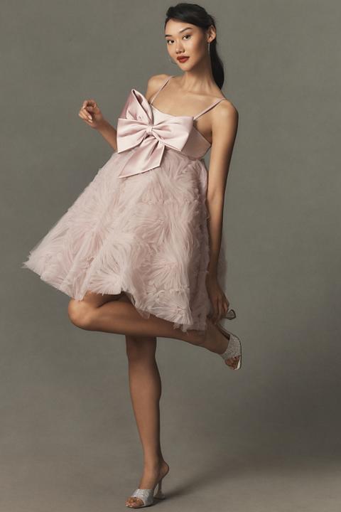 Mac Duggal Bow-Front Empire-Waist Dress