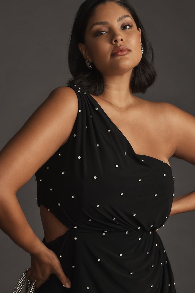 Mac Duggal Plus Side-Cutout Rhinestone Detailed Jersey Gown #1