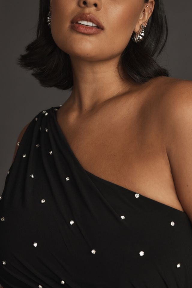 Mac Duggal Plus Side-Cutout Rhinestone Detailed Jersey Gown #3