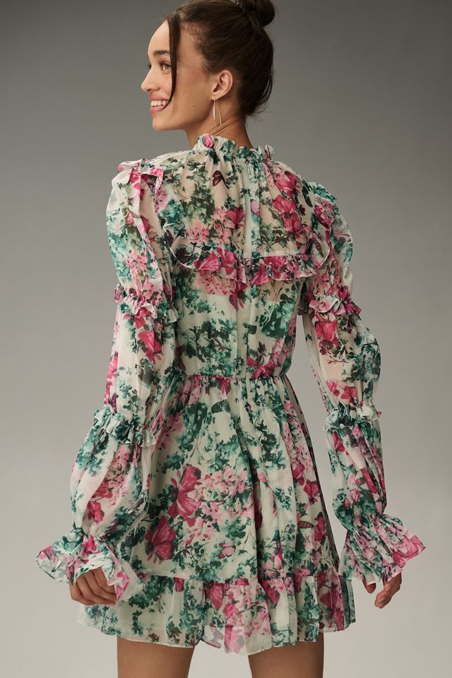 Mac Duggal Long-Sleeve Ruffled Mini Dress #1