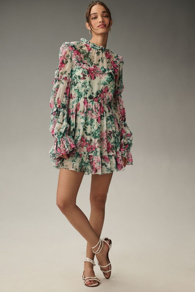 Mac Duggal Long-Sleeve Ruffled Mini Dress #2