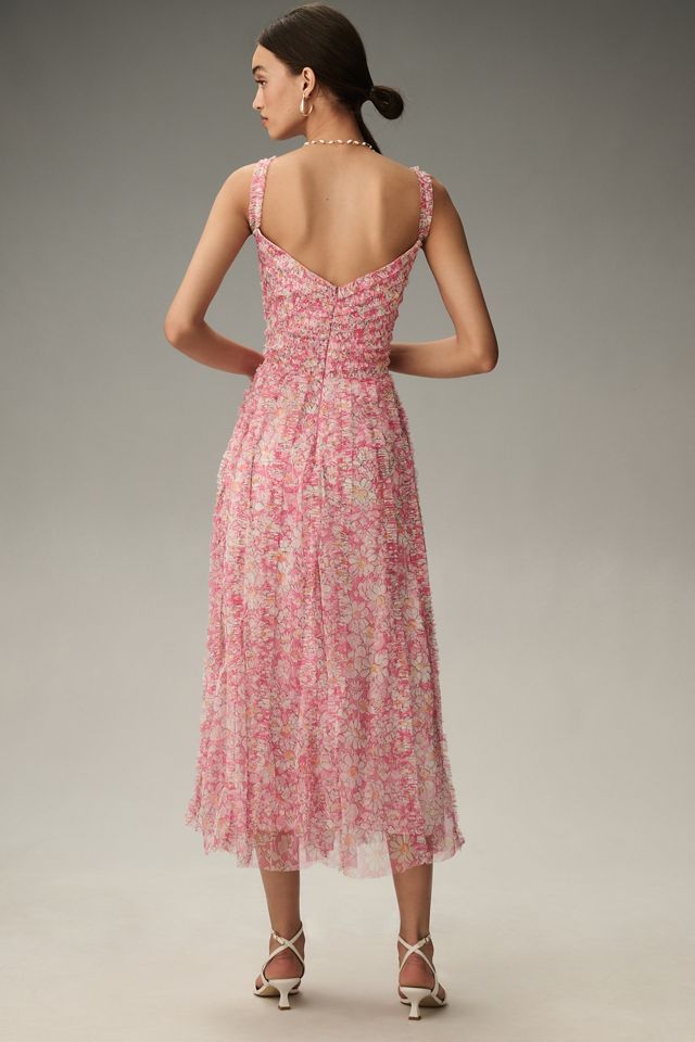 Mac Duggal Sleeveless V-Neck Mesh Midi Dress #1