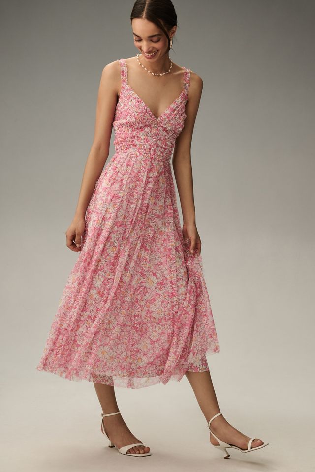 Mac Duggal Sleeveless V-Neck Mesh Midi Dress #2