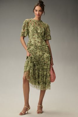 Mac Duggal Plus Lace-Up Asymmetrical Side-Slit Embellished-Hem Dress