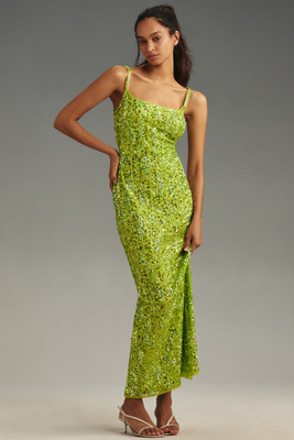 Mac Duggal Sequin Column Gown In Green