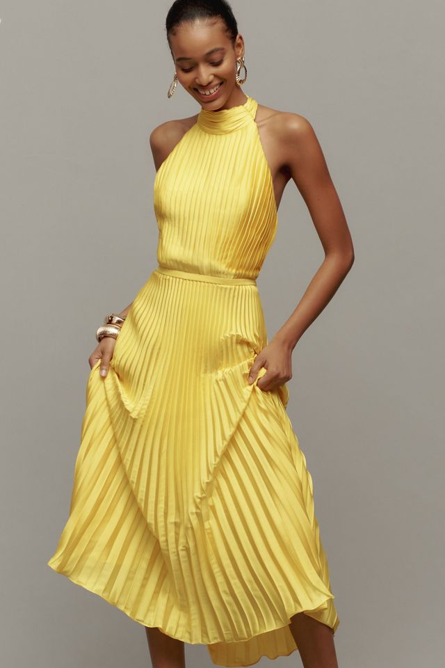 Mac Duggal Halter Pleated Midi Dress #1