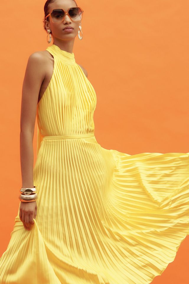 Mac Duggal Halter Pleated Midi Dress #3