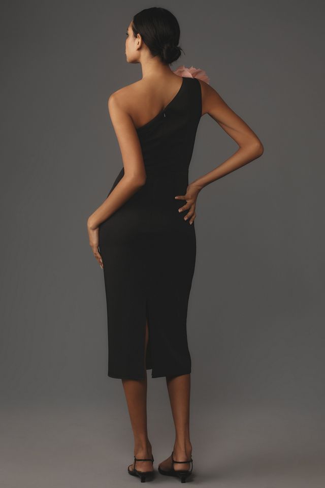 Mac Duggal One-Shoulder Crepe Midi Dress #1