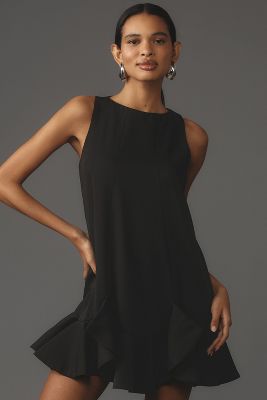 Shop Mac Duggal Sleeveless Ruffle Mini Dress In Black