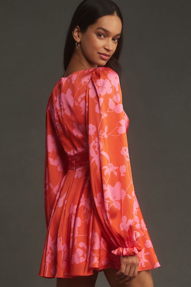 Mac Duggal Long-Sleeve V-Neck Mini Dress | Anthropologie