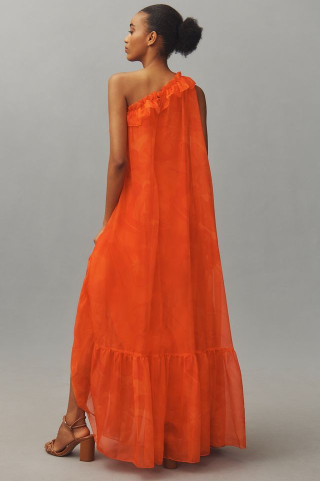 Mac Duggal One-Shoulder Rose Ruffle Maxi Dress #2