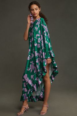 Shop Mac Duggal One-shoulder Asymmetrical Maxi Dress In Multicolor