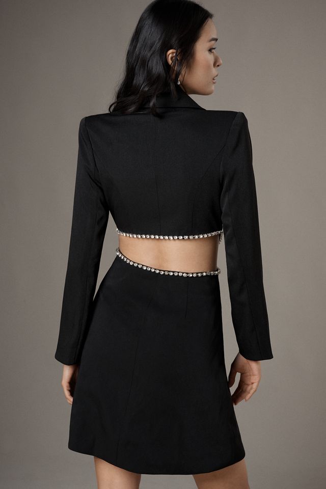 Mac Duggal Rhinestone Trim Cutout Crepe Blazer Mini Dress #1