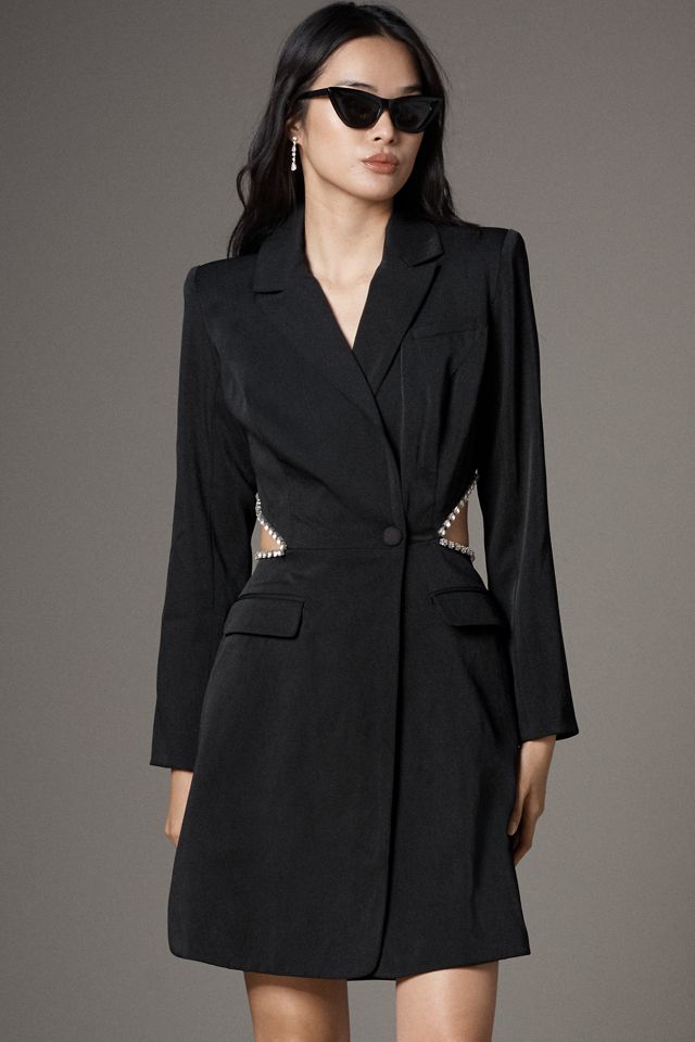 Mac Duggal Rhinestone Trim Cutout Crepe Blazer Mini Dress #3
