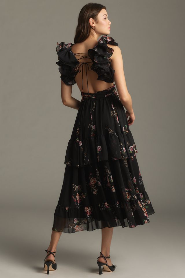 Mac Duggal Sleeveless Ruffled Chiffon Midi Dress #1